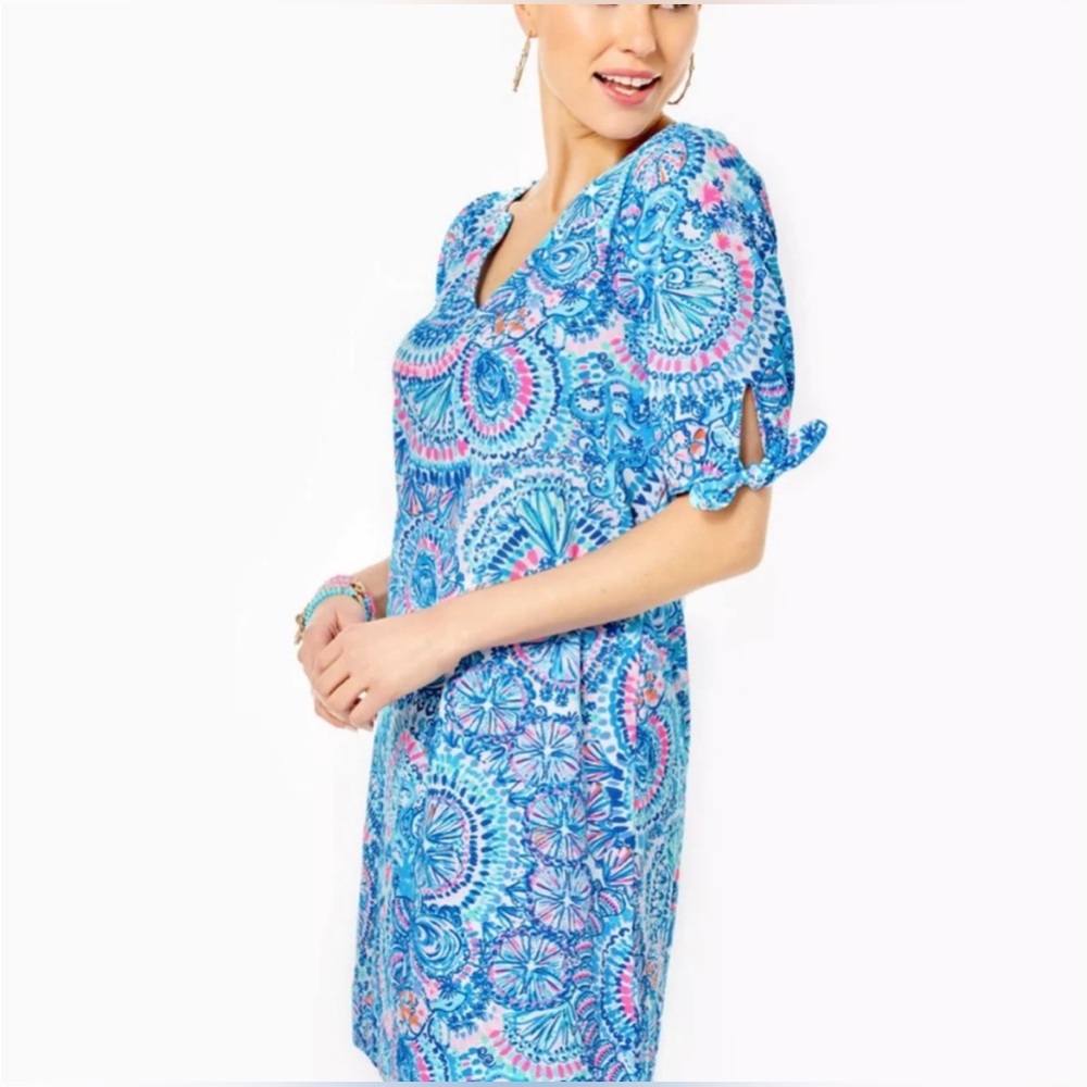 Lilly Pulitzer Women Dress, Blue Grotto “Commotion In The Ocean” print, L